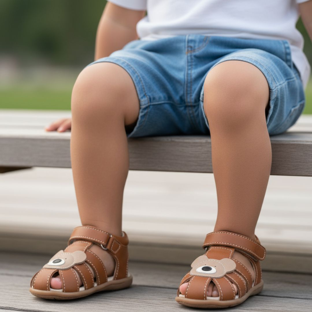 Sandale Cognac Garçon Cuir Motif Uni Scratch