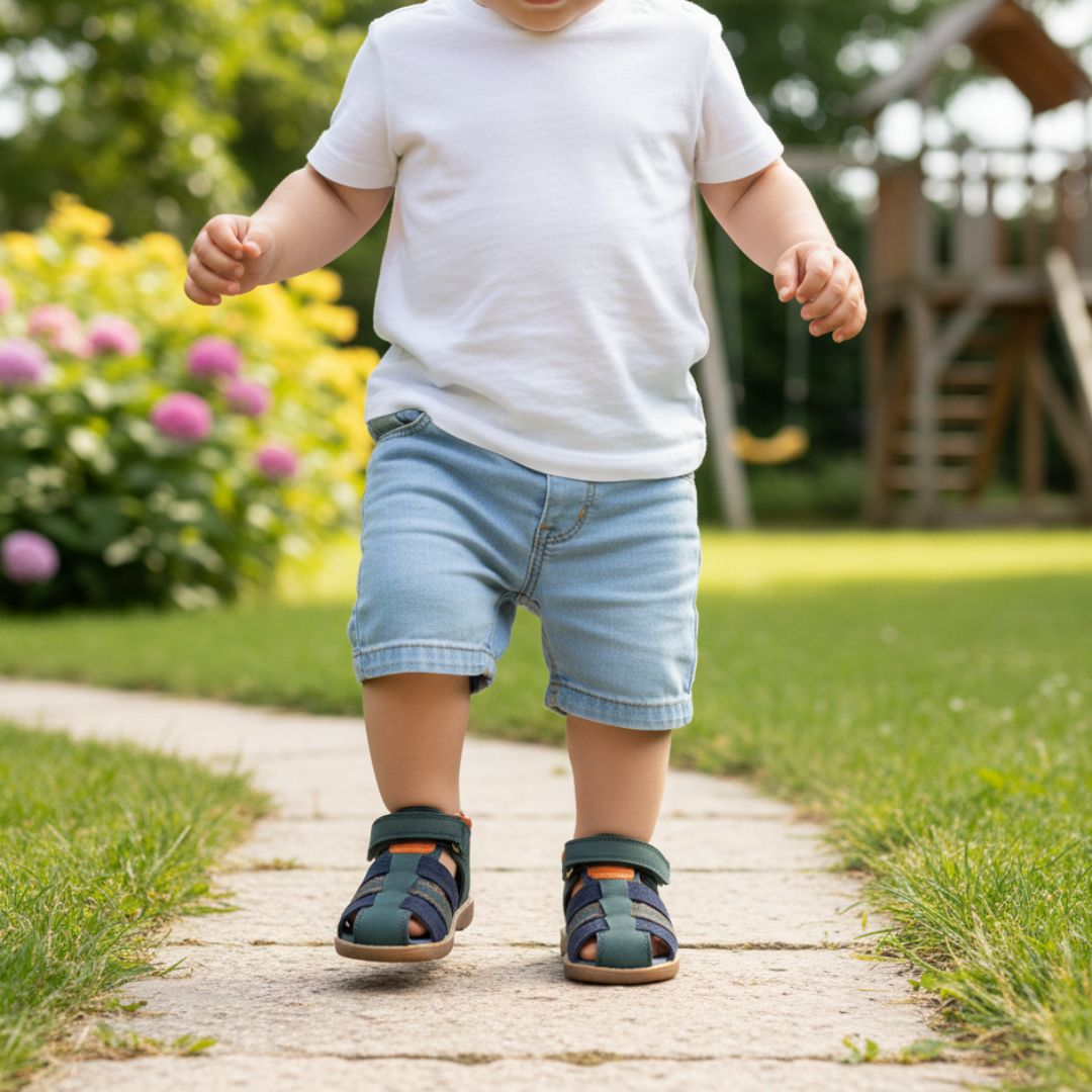 Sandale Bleu Garçon Cuir Motif Uni Scratch