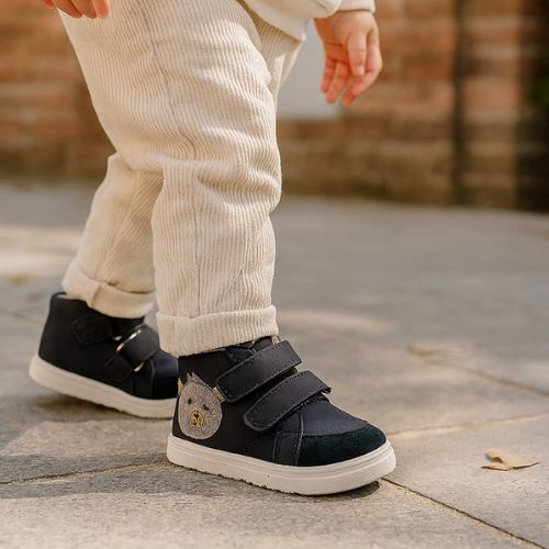 Bottine Marine Garçon Motif Uni Scratch