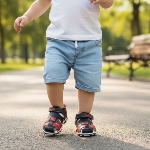 Sandale Sportive Noir & Rouge Garçon à Scratch