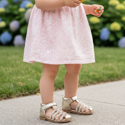 Sandale Dorée Tressée Pailletée Fille - Scratch