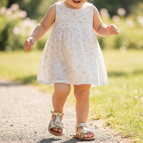 Sandale Fille Dorée à Nœud Scintillant - Scratch