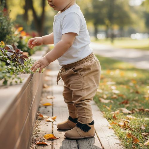 Bottine Garçon Camel à Scratch Noir