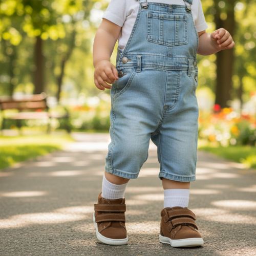 Bottine Marron Garçon Motif Uni Scratch