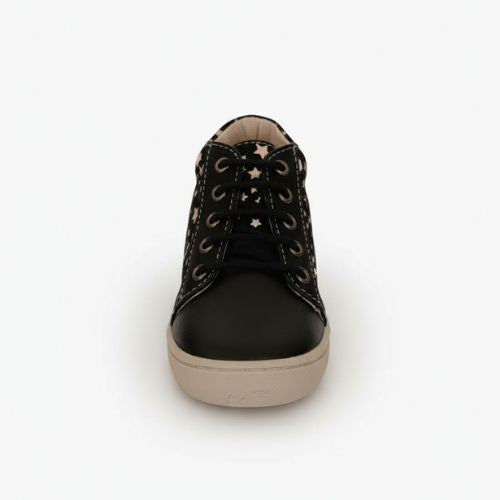 Bottine Noire et Dorée Étoiles Fille à Lacets