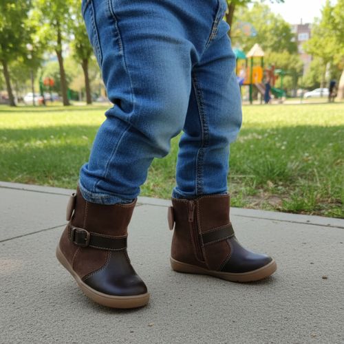 Bottine Fille Marron & Doré