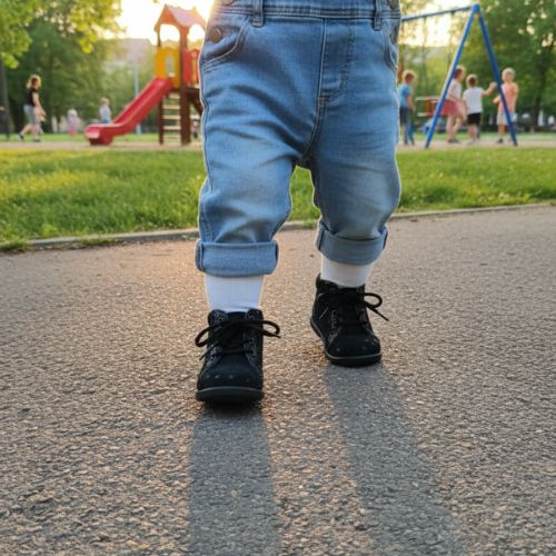 Bottine Garçon Noir à Lacets