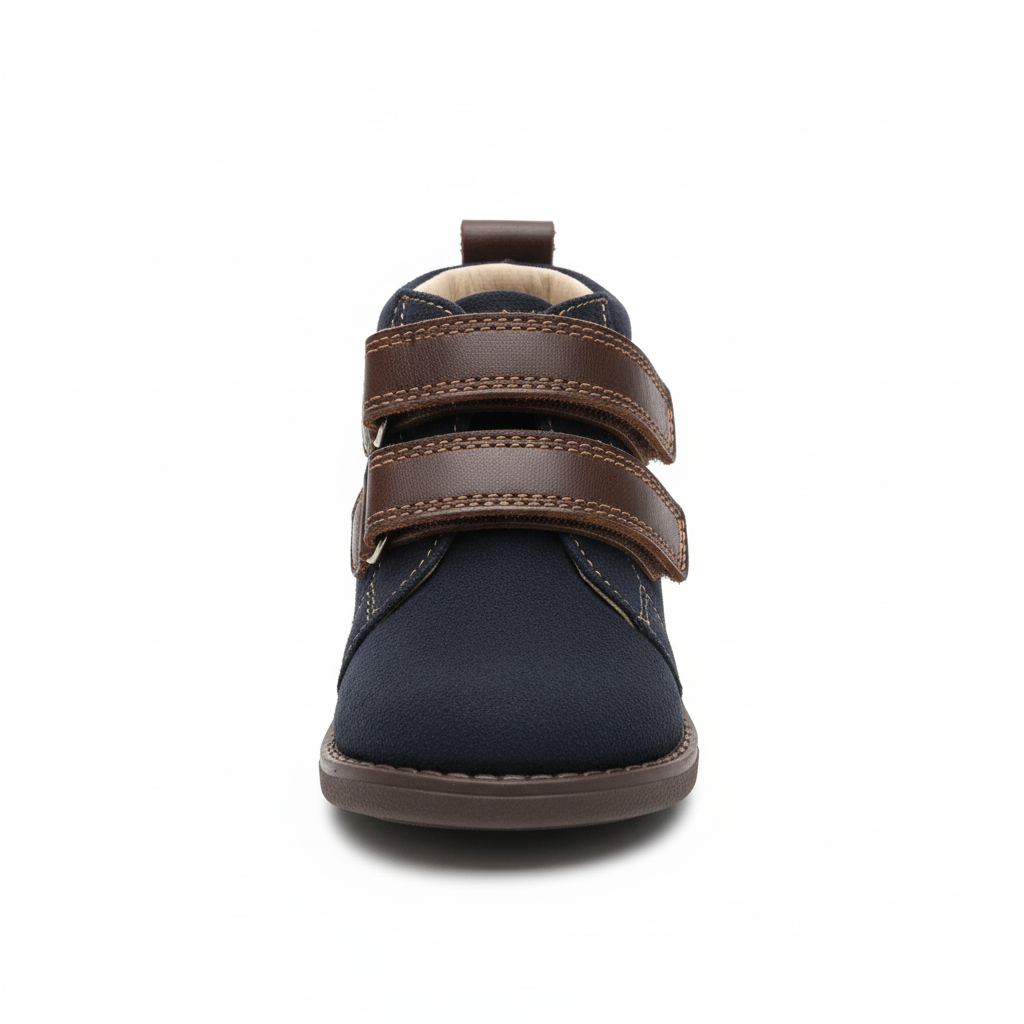 Bottine Bleu Marine & Marron Garçon à Scratch