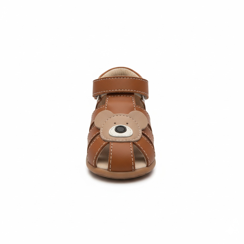 Sandale Cognac Garçon Cuir Motif Uni Scratch