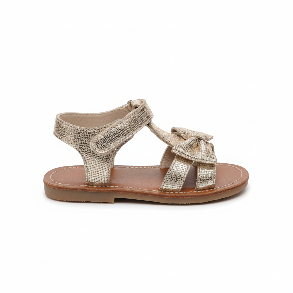 Sandale Fille Dorée à Nœud Scintillant - Scratch