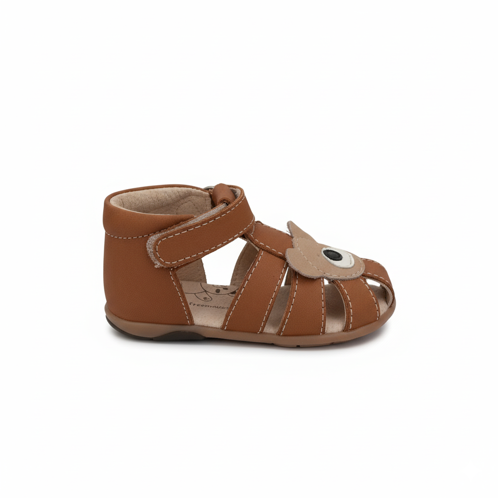 Sandale Cognac Garçon Cuir Motif Uni Scratch
