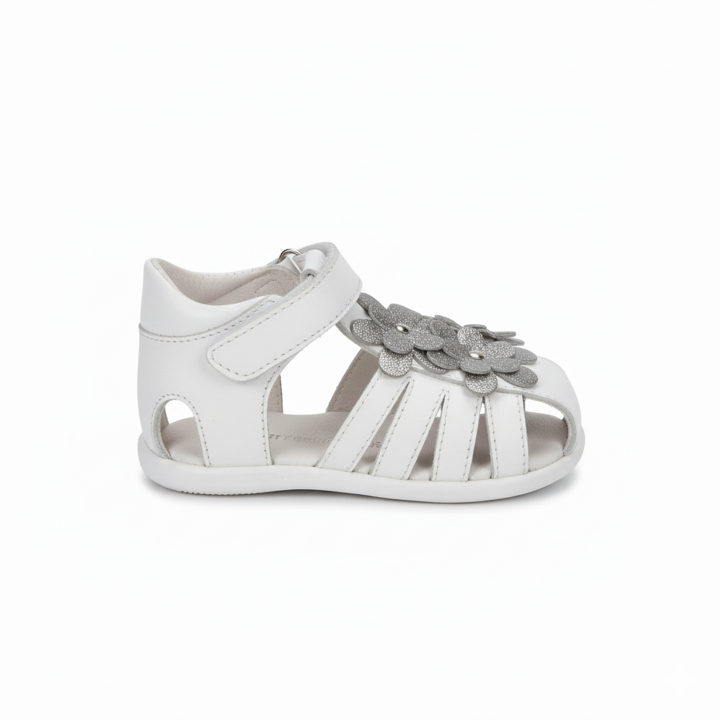 Sandale Blanc Fille Cuir Motif Uni Scratch