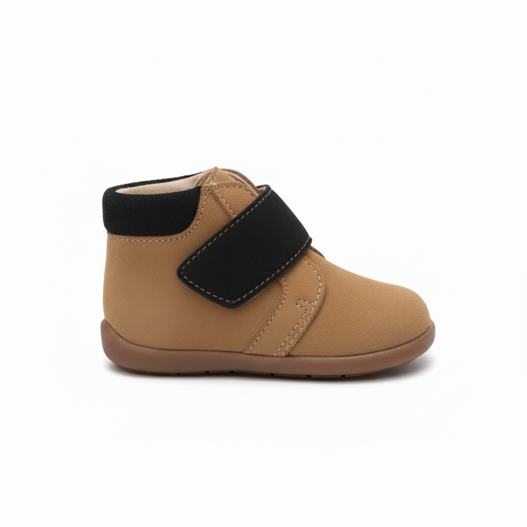 Bottine Garçon Camel à Scratch Noir