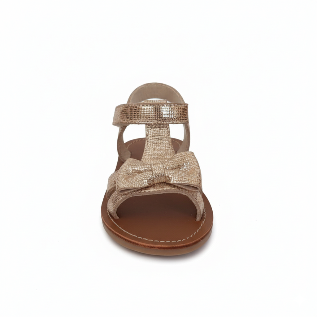 Sandale Fille Dorée à Nœud Scintillant - Scratch