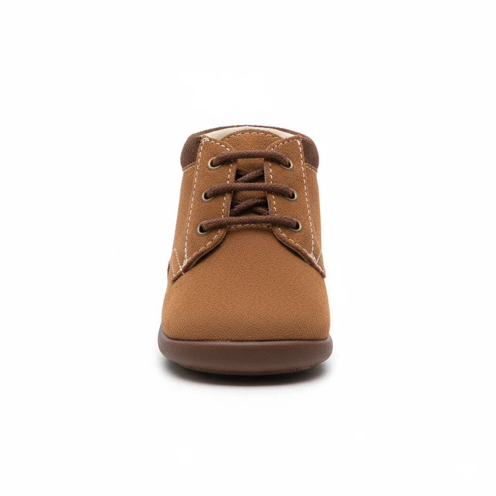 Bottine Marron Garçon Motif Uni Lacets