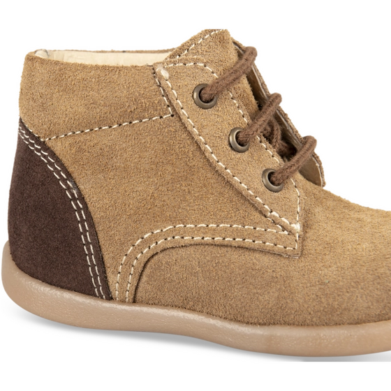 Bottine Marron Garçon Motif Uni Lacets