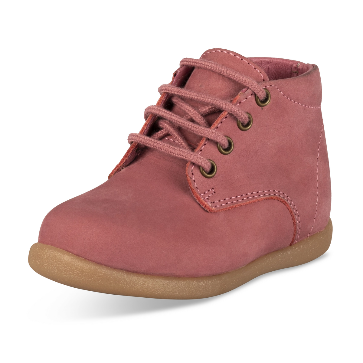 Bottine Rose Fille Motif Uni Lacets