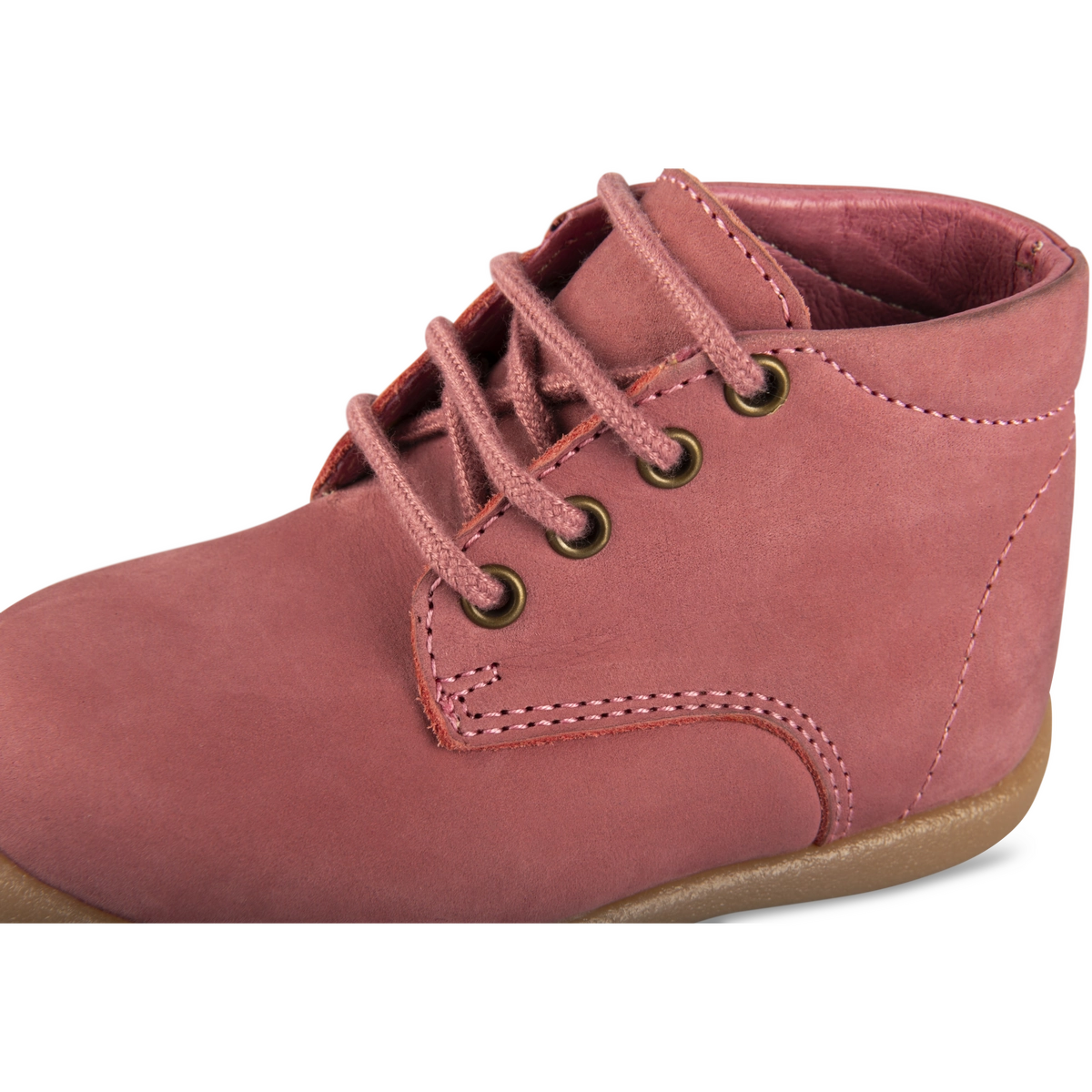 Bottine Rose Fille Motif Uni Lacets