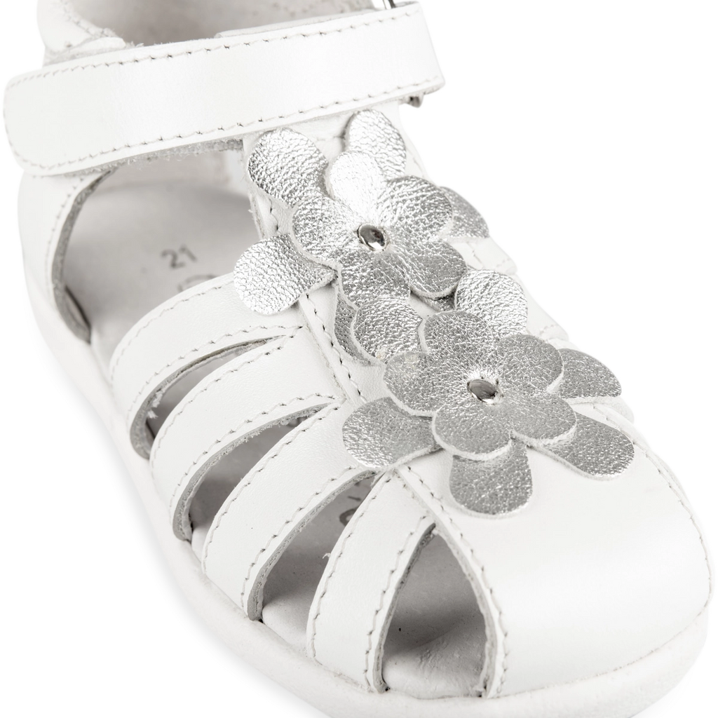 Sandale Blanc Fille Cuir Motif Uni Scratch