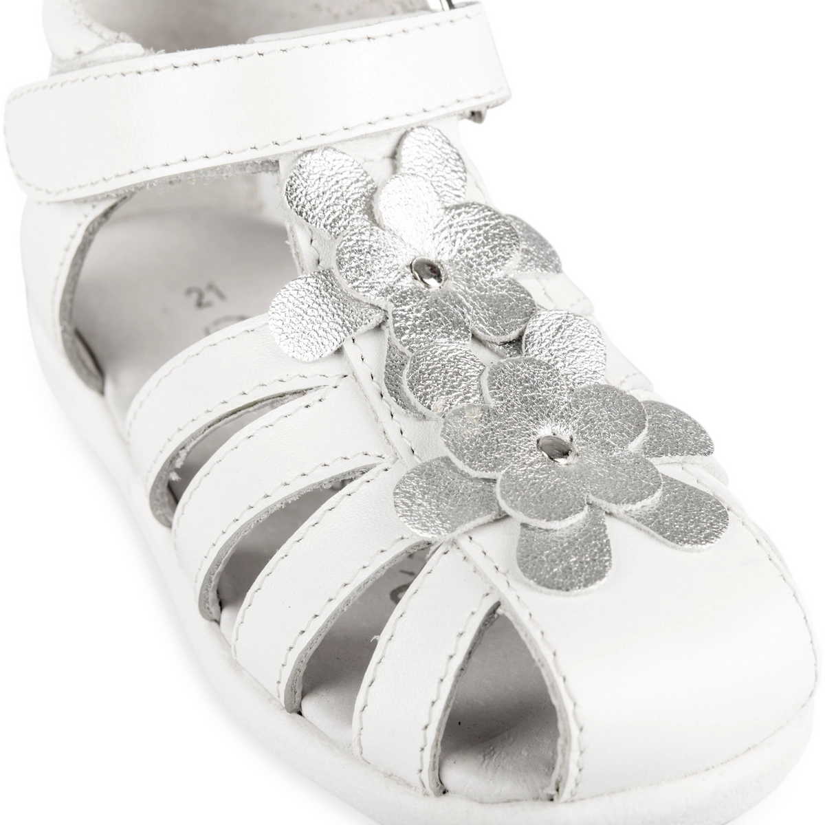 Sandale Blanc Fille Cuir Motif Uni Scratch