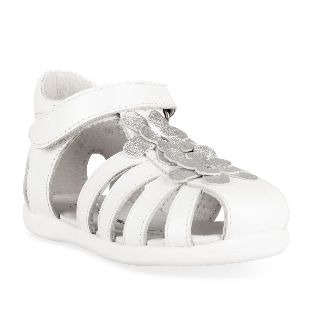 Sandale Blanc Fille Cuir Motif Uni Scratch