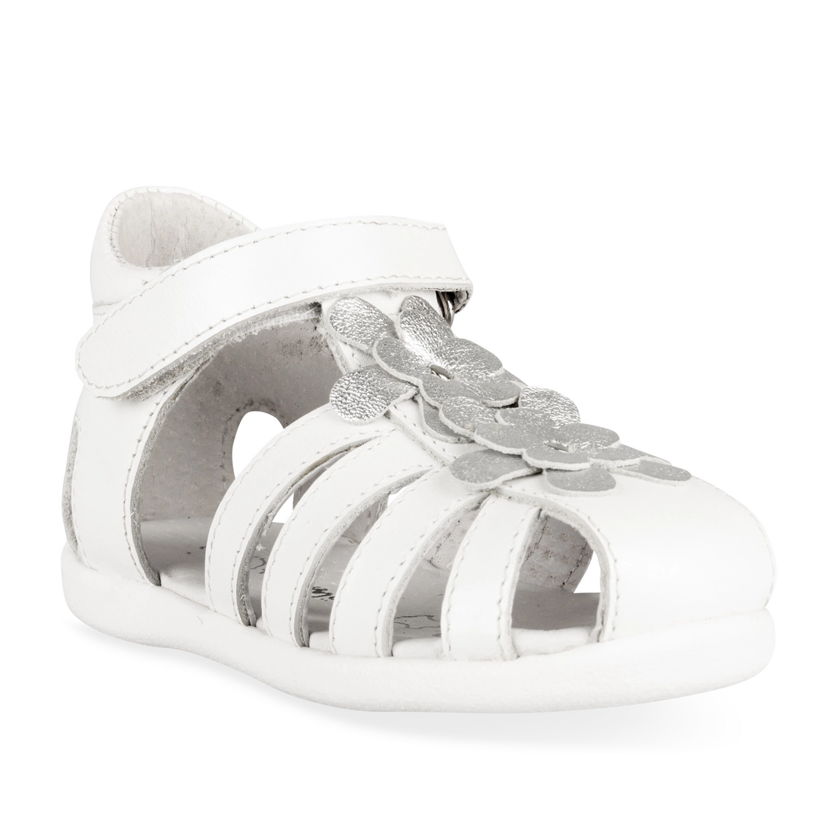 Sandale Blanc Fille Cuir Motif Uni Scratch