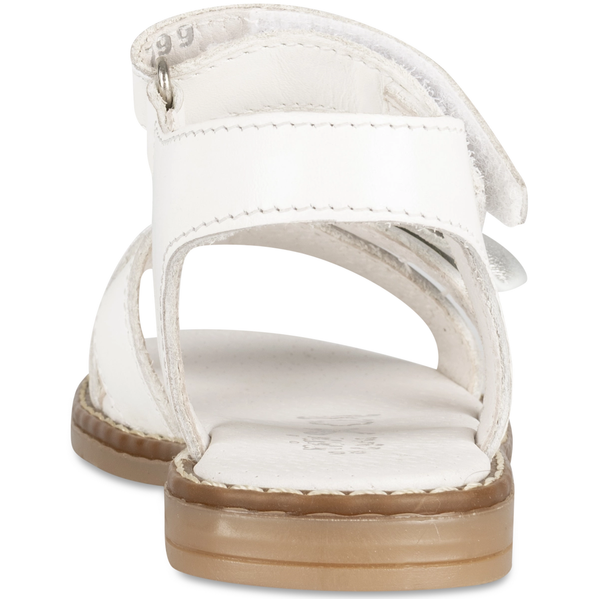 Sandale Blanche Fille Cuir Motif Uni à Enfiler