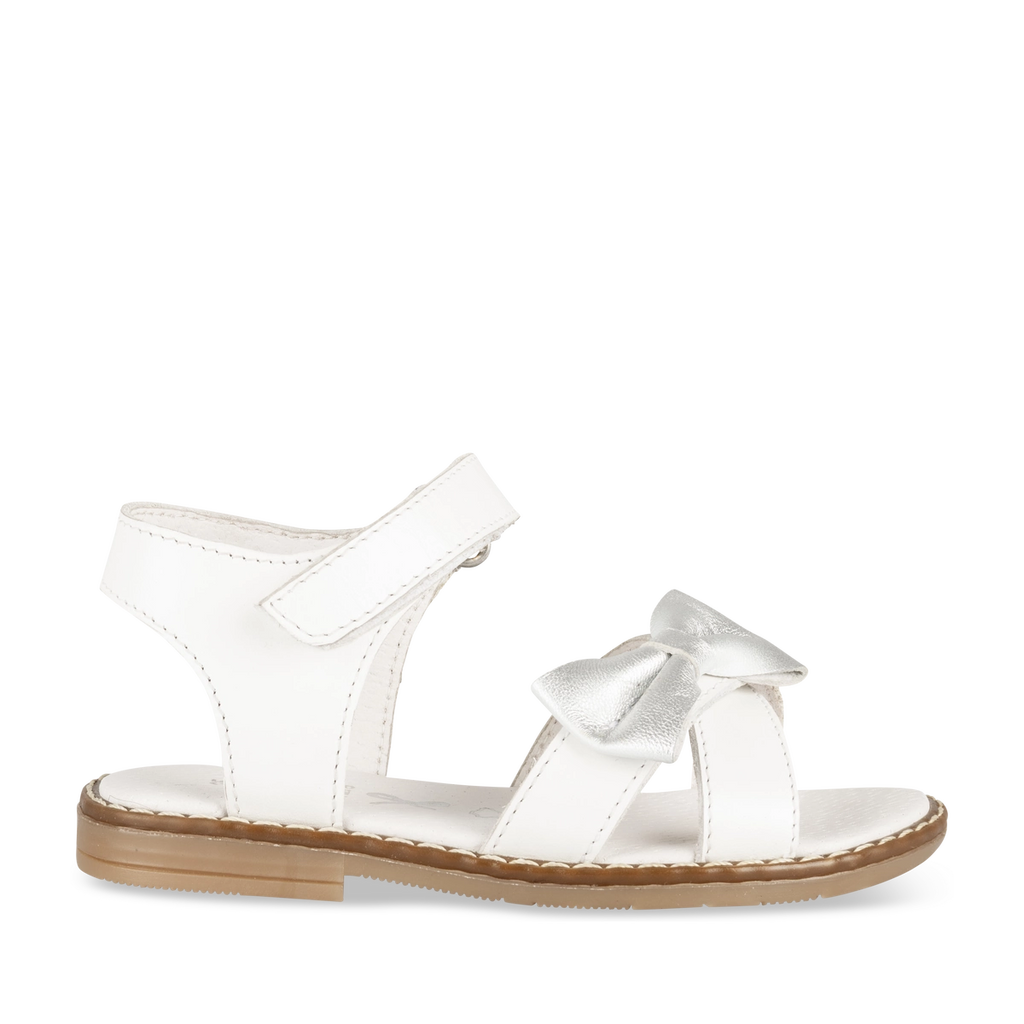 Sandale Blanche Fille Cuir Motif Uni à Enfiler